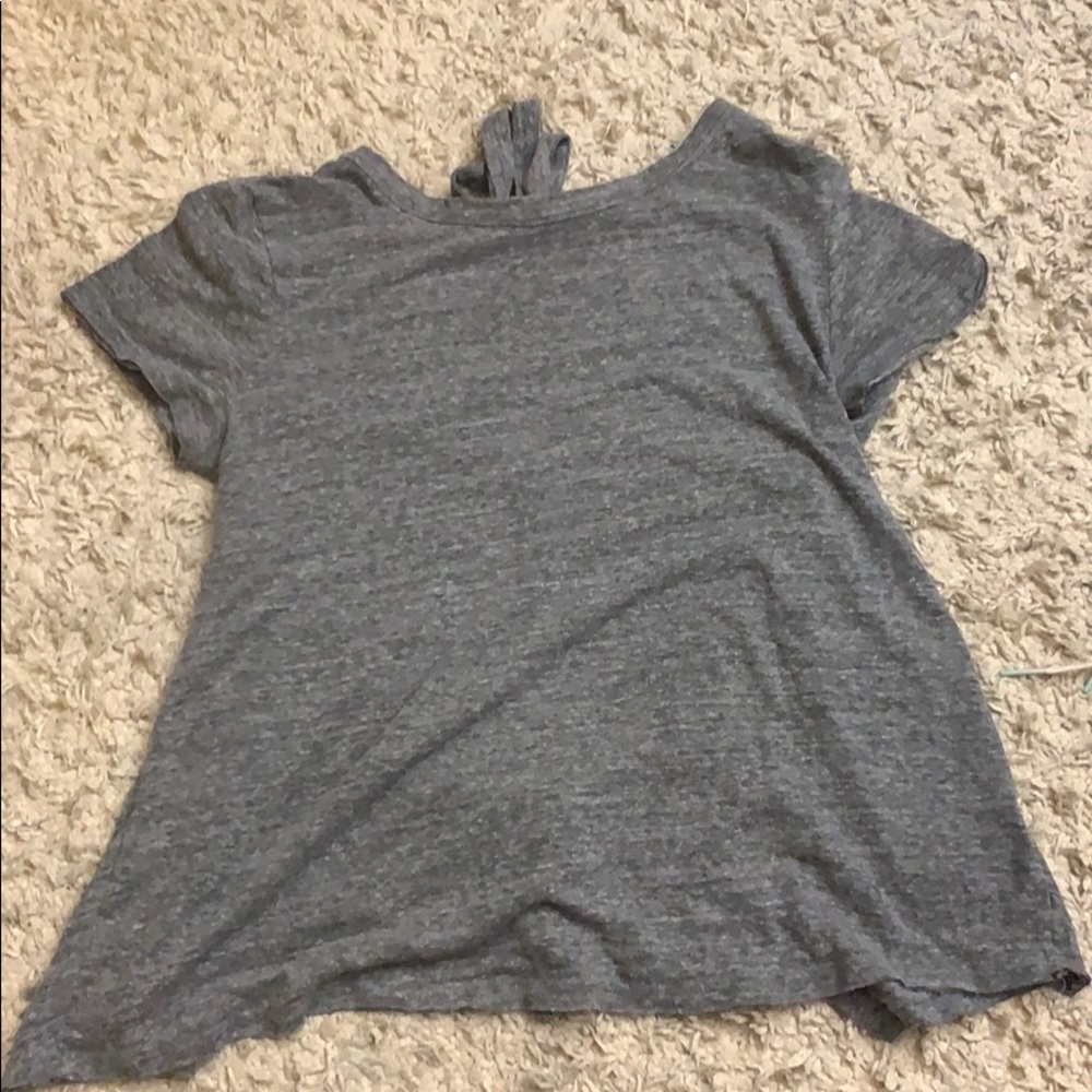 Cute gray open tie back shirt